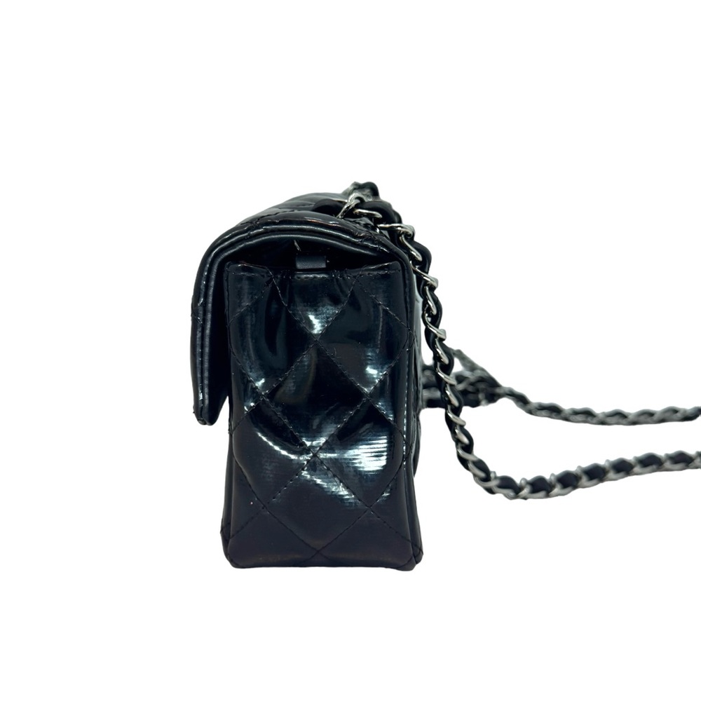 Auth Chanel Mini Rectangular Classic Black Striat… - image 3